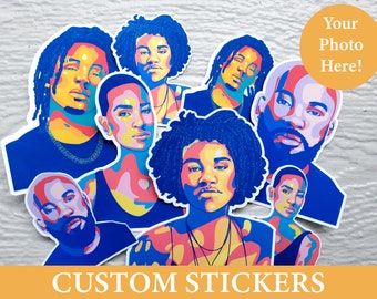 Custom Photo Stickers, Custom Cartoon Stickers, Digital Illustration, Cartoon Stickers, Custom Avatar Stickers, Digital Art Stickers