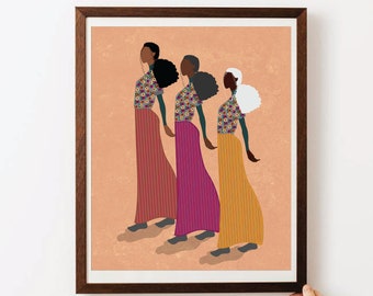 DIGITAL Black Woman Wall Art Print, Black Wall Decor, African American Poster, Black Woman Frame, Woman Wall Decor, Modern Black Woman