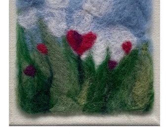 Needle Felting Kit, make your own Wool Painting, Love Blooms