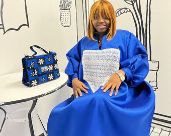 Royal Blue Bubu Maxi Gown: Plus Size Occasion Dress