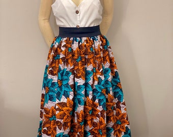 African print Maxi Skirt/ skirt for women / Elastic waistband|knee length African print skirt | circle full skirt | African short skirt