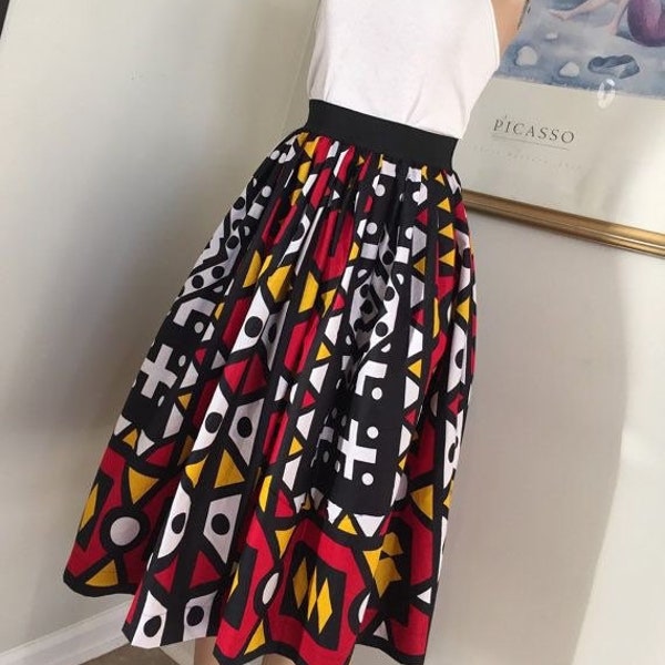 African Maxi Skirt / | midi length African print skirt | circle full skirt | Ankara short skirt/African print skirt /