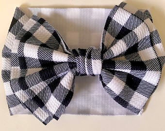 Wide Bow Baby Headband: 7" Girls Hair Bow, Elastic Turban