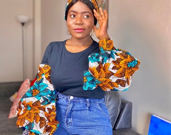 African Print Top: Ankara Bishop Sleeve Shirt