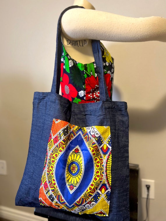 African Print Tote Bag Ankara Bags for Women Denim Tote Bag Shopping Bagbeautiful Tote Bag Reusable Shopping Bag Etsy UK