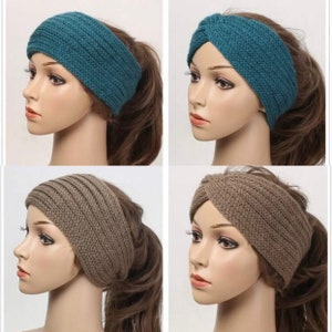 SET of three warm knit headbands for winter / ear warmer for winter / winter accessories  / wide solid headband set / wide turban for women