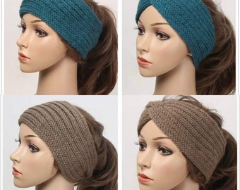 SET of three warm knit headbands for winter / ear warmer for winter / winter accessories  / wide solid headband set / wide turban for women