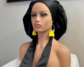 Reversible Satin Bonnet: Large Size Hair Protection with Long Tail