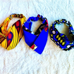 SET OF THREE Twist elastic headbands. | African print headband |Two way headband| hair band| hair ties | Gift ideas| headband women |