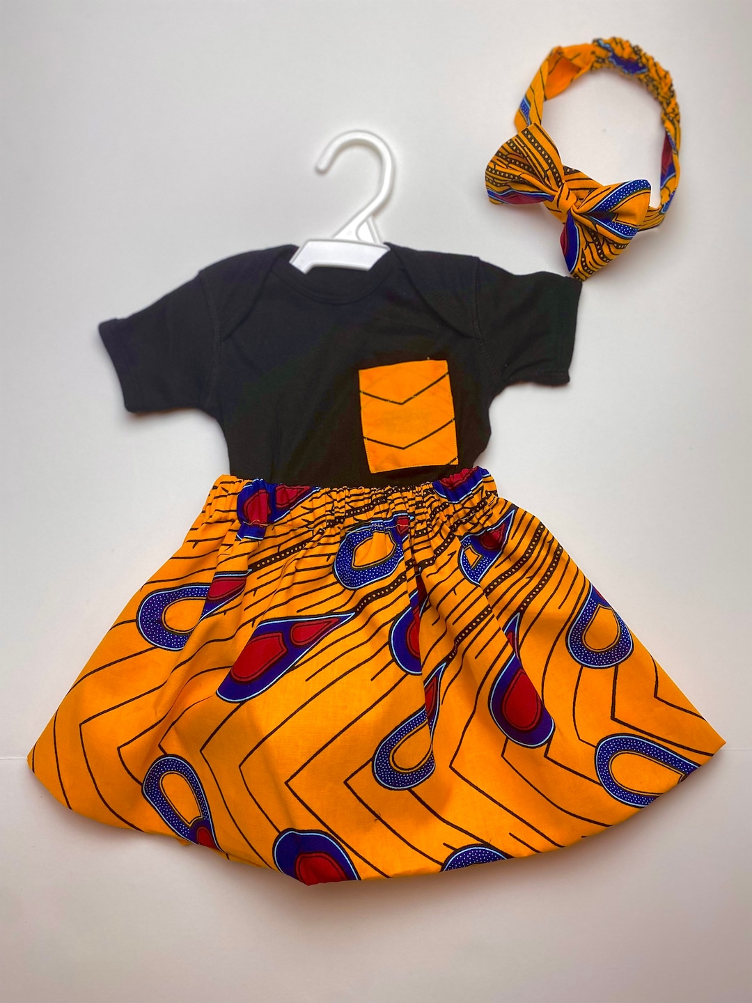 African Print Baby Girls Top and Skirt Set / Ankara Little Girl Dress