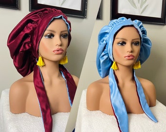 Reversible Satin Bonnet with Ties: Double Layer Hair Protection
