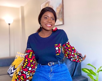 Ankara African Print Shirt: Long Puffy Sleeves, Handmade Top