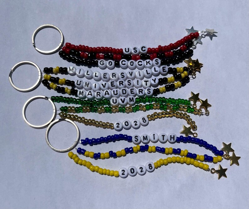 Custom Beaded College Keychain - Etsy