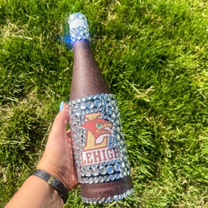 Lehigh University bottle with brown glitter.