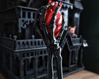 Gothic Skeleton Hand Jewellery Stand: Heart Ornament, Ring Holder