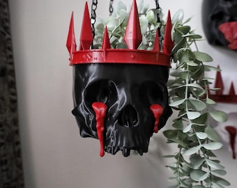 Skull Hanging Planter: Gothic Home Decor, Unique Plant Pot