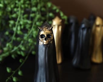 Gothic Skull Ghost Ornament: Handmade Spooky Decor