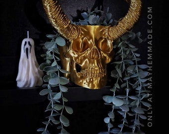 Horned Skull Hanging Planter: Goth Home Decor