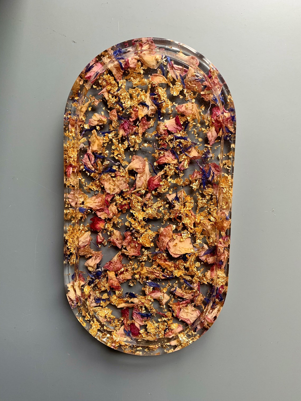 Rose Petal Resin Trinket Tray Etsy