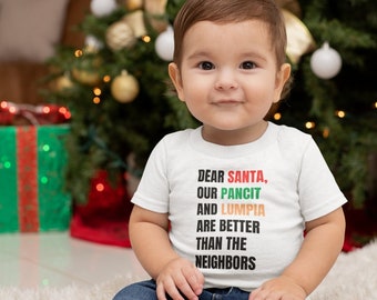 Filipino Christmas Funny 2T - 6T Toddler T-shirt Lumpia, Pancit, Filipino Kids T-shirt, Filipino Toddler T-shirt, Pinoy, Pinay