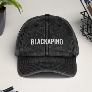 Blackapino Filipino Embroidered Vintage Cotton Twill Cap, Philippines Hat, Filipino Embroidered Hat, Filipino Cap, Pinoy Hat, Pinay