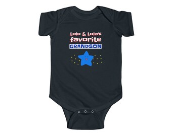 Lolo and Lola's Favorite Grandson Filipino Infant Fine Jersey Bodysuit, Filipino Kids Clothing, Filipino Infant, Filipino Baby Clothing