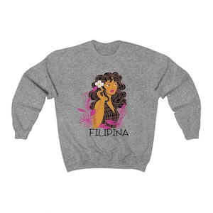 Filipina Curly Hair Filipino Unisex Sweatshirt, Filipino Crewneck, Pinay, Pinoy, Filipina, Pilipino, Philippines