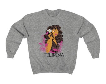 Filipina Curly Hair Filipino Unisex Sweatshirt, Filipino Crewneck, Pinay, Pinoy, Filipina, Pilipino, Philippines