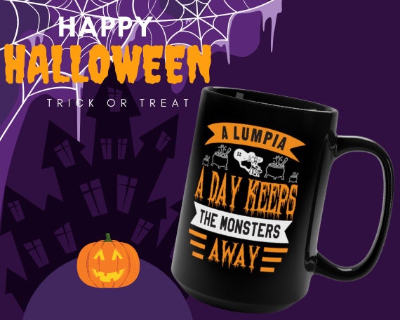 Filipino Funny Lumpia Halloween Black Mug 15oz, Filipino Mugs, Filipino Lumpia, Philippines, Funny Pinoy, Pinay