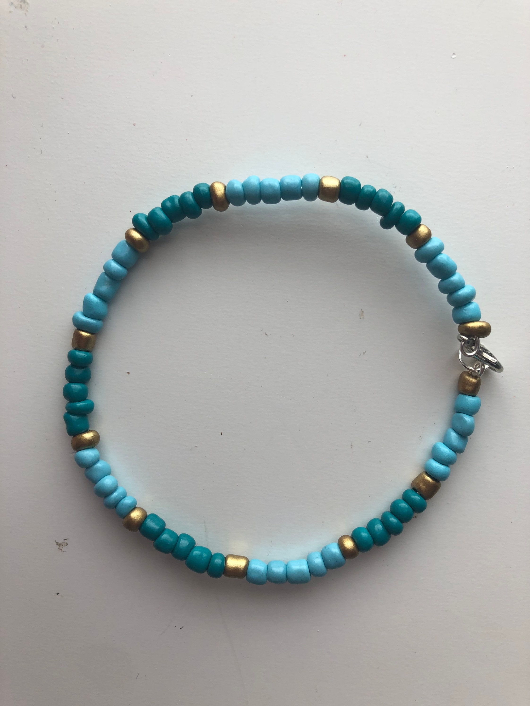 Super cute anklet for summer blueteal and gold Etsy