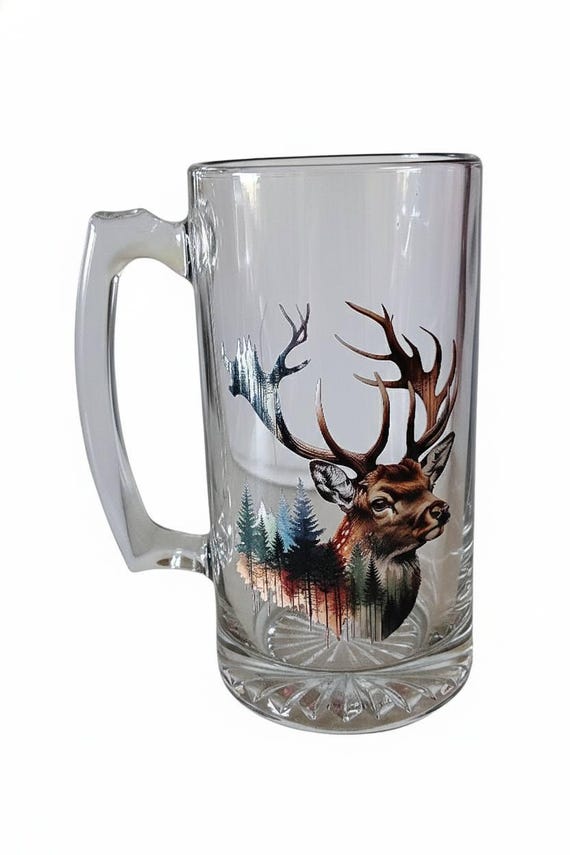 25-ounce glass deer mug