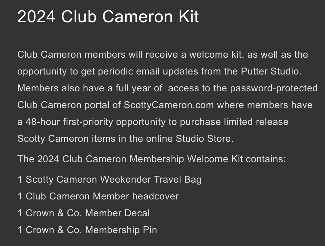 Brand New Scotty Cameron 2024 Club Cameron Membership Kit - Etsy