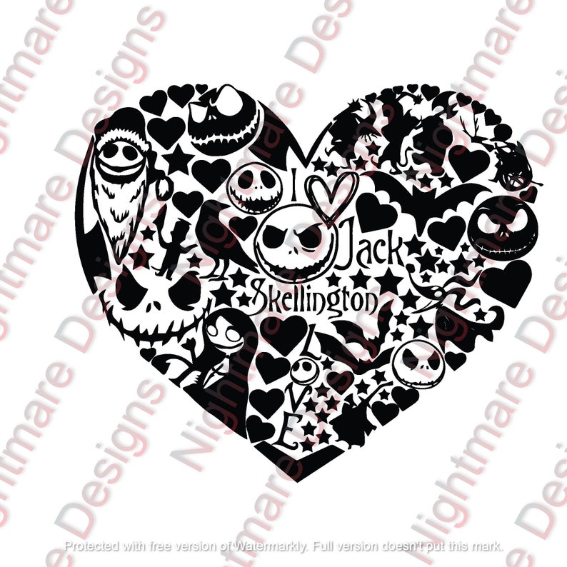 Download Nightmare Before Christmas Jack Heart Love Svg PNG JPG | Etsy