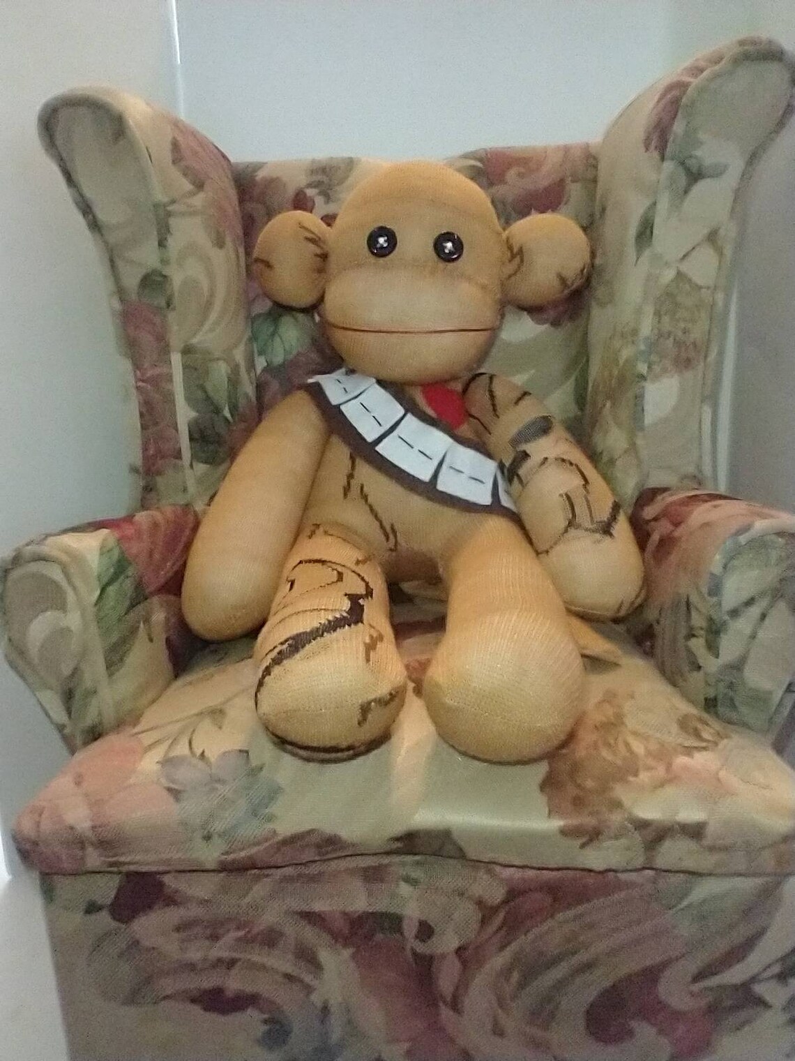 Chew Sock Monkey Doll Plushie Plush Hand stitched Handmade | Etsy