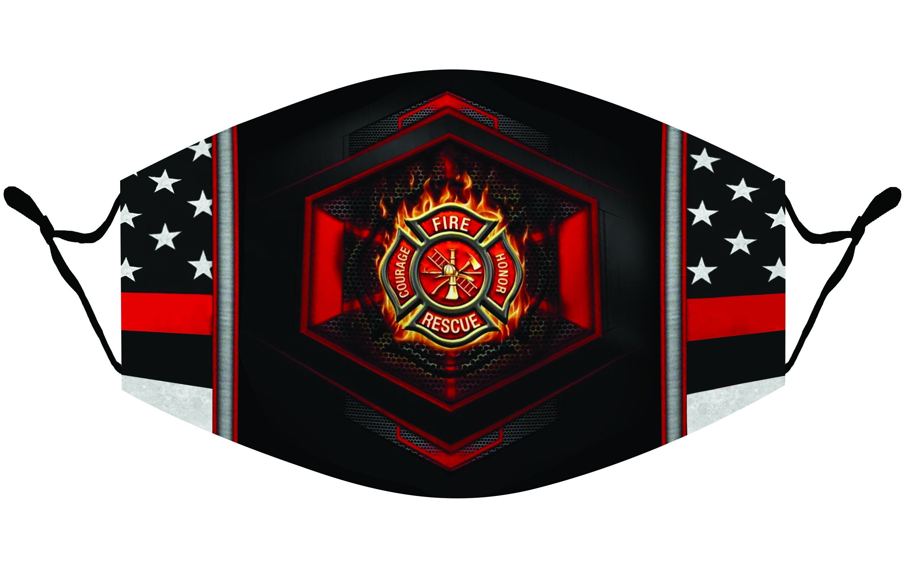 Firefighter Face Mask Firefighter With America Flag Face | Etsy