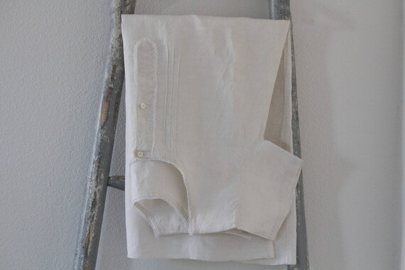 Antique French Unbleached Linen Dress / Smock - image 3