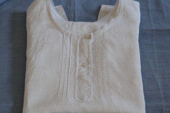 Antique French Unbleached Linen Dress / Smock - image 4
