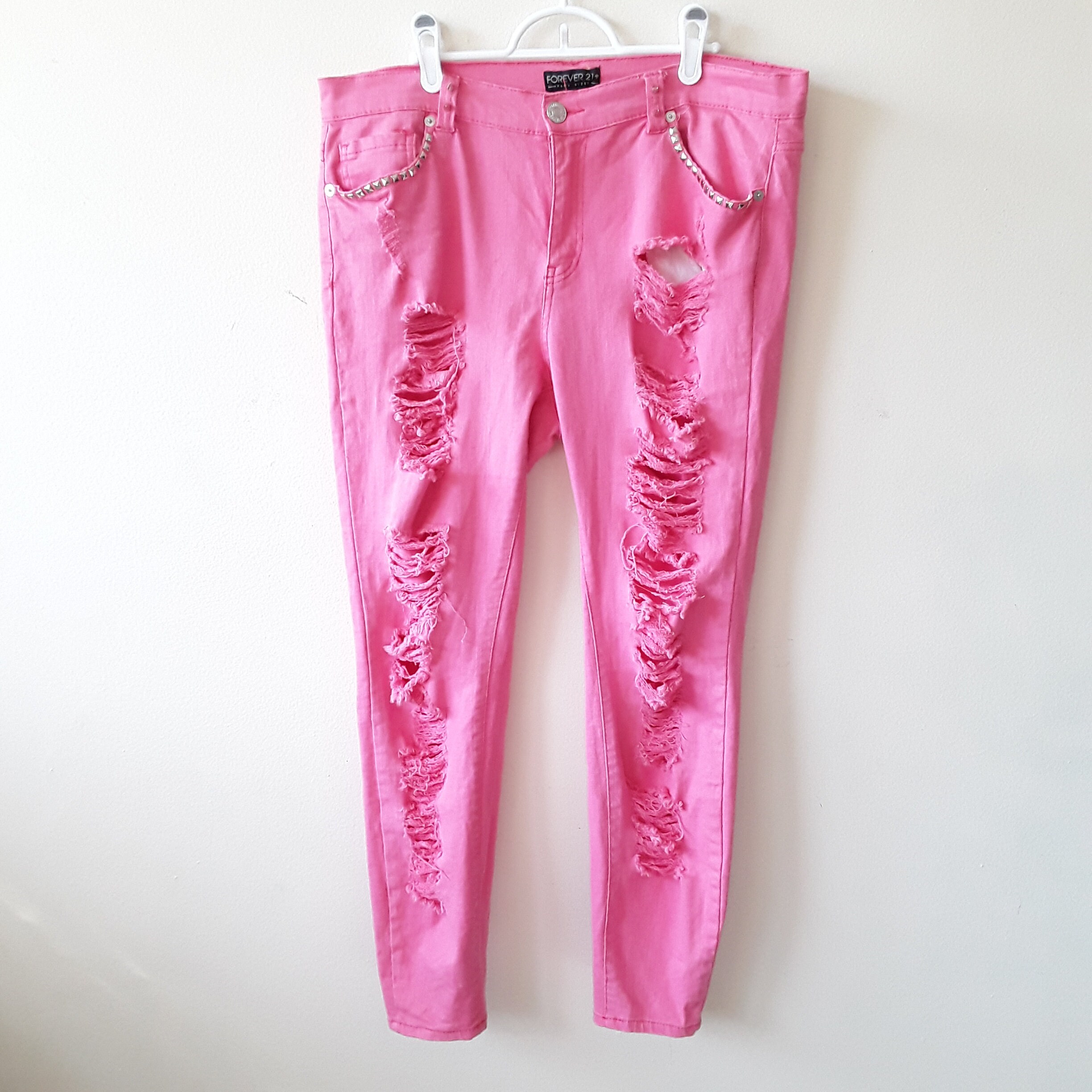 Cherry printed jeans cherry painted jeans pink jeans Etsy