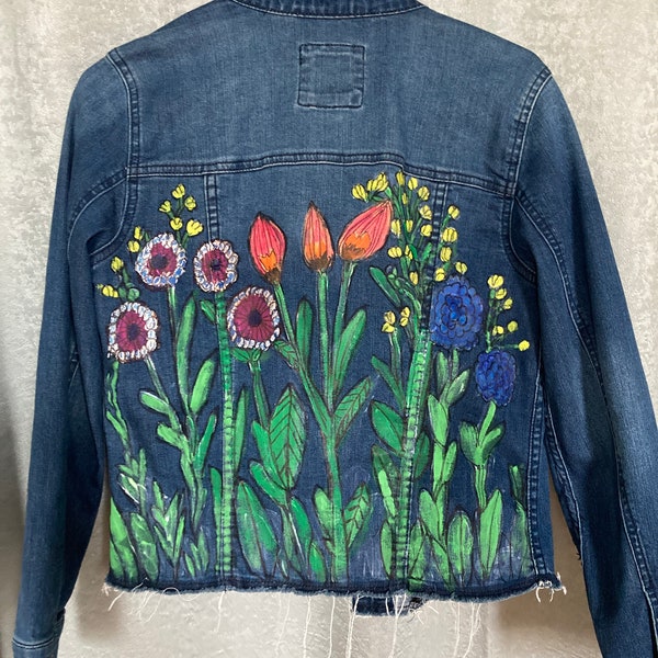 Painted Jean Jacket Etsy