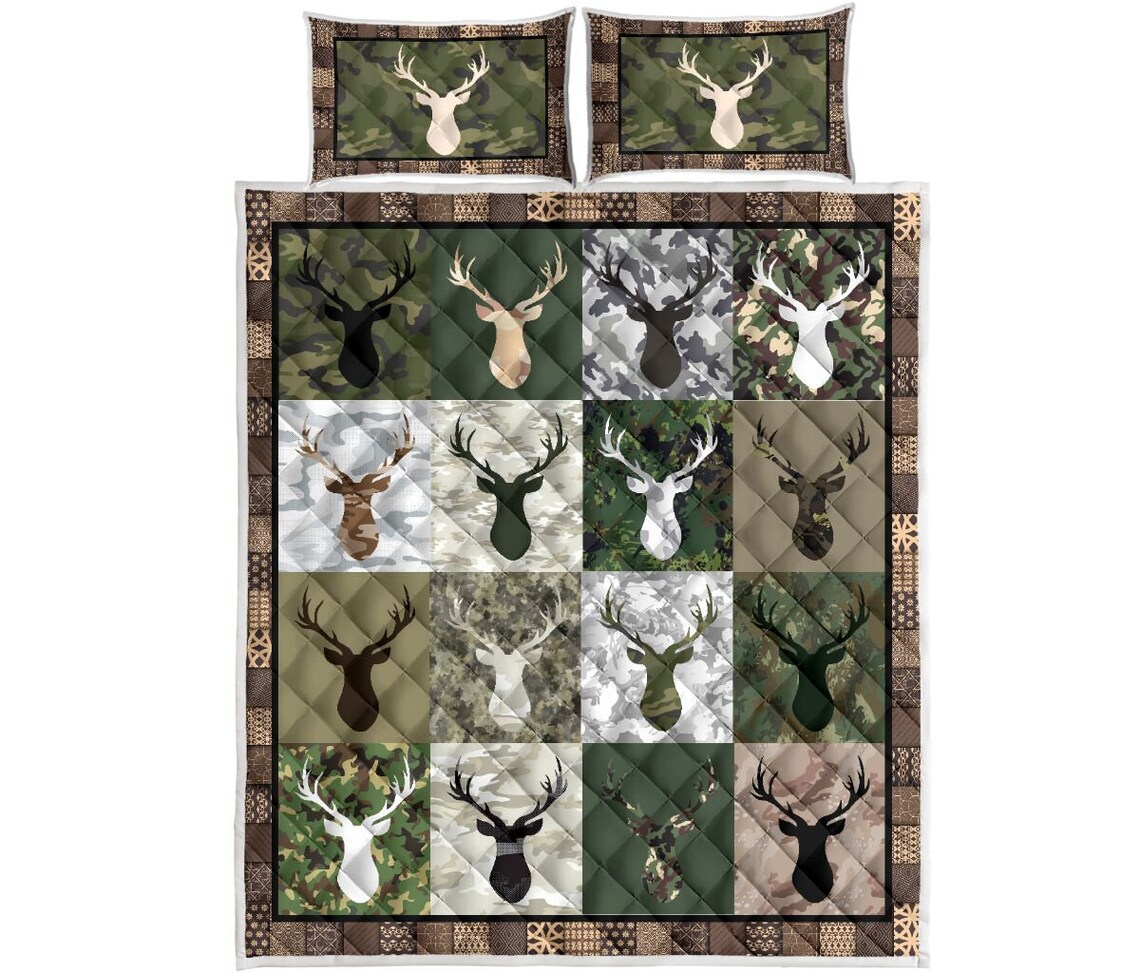 Deer Hunting Camo animal quilt bed printed quilt Soft Etsy