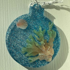 Under the Sea 2 glitzer blaue handgemachte Ornamente aus Resin