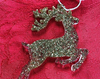 Gold Cupid Reindeer Handmade Resin ornament