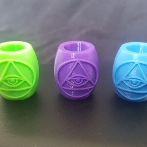 All seeing eye dreadlock bead - 3D Printed - Green - Purple - Blue