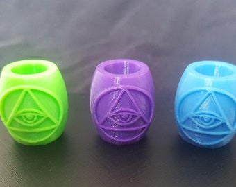 All seeing eye dreadlock bead - 3D Printed - Green - Purple - Blue