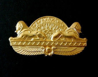 Egyptian Sphinx/Isis/Lotus/ Raw Brass Stamping/2"x1"/ Craft or Jewelry Component