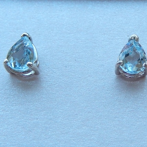 Aquamarine Gemstone Earrings/ Mixed Sizes/  Faceted Pear Shapes/ Pale Blue/ 925 Sterling / 2 Styles of Setting