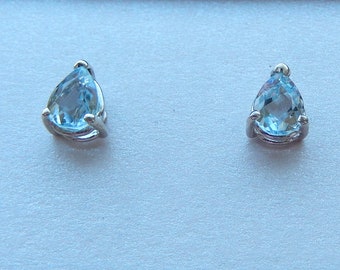 Aquamarine Gemstone Earrings/ Mixed Sizes/  Faceted Pear Shapes/ Pale Blue/ 925 Sterling / 2 Styles of Setting