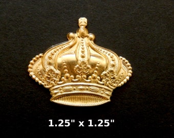 Raw Brass Stamping/ Medieval Crown/ Medium Size / 1.25" x 1.25' / Unfinished