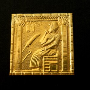 Brass Stamping / Ancient Egyptian Pharaoh Sitting/ Square with or without loops/ One Pair / Unfinished Raw Brass image 6