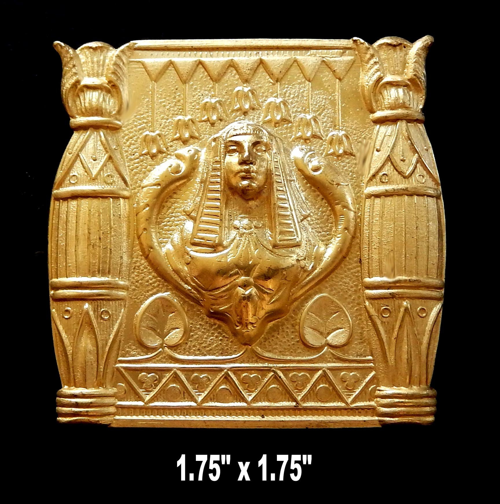 Vintage Design Raw Brass Stamping / Egyptian Revival / Etsy